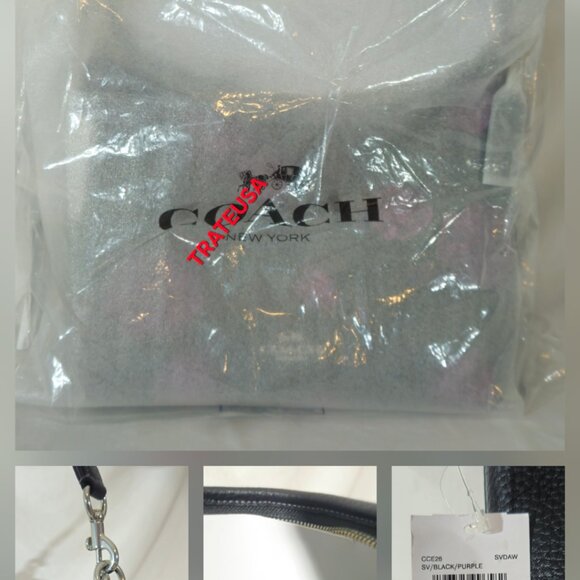 Laurel Shoulder Bag With Floral Print  CCE26 Black Purple Authentic - Picture 15 of 16